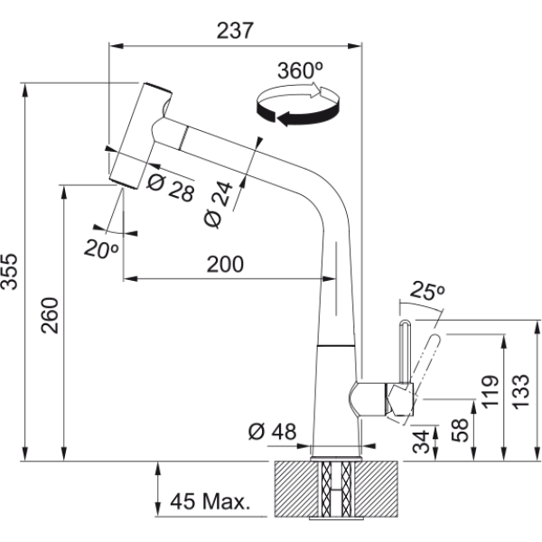 FRANKE ΑΝΑΜEIKTH ΜΠΑΤΑΡΙΑ ΚΟΥΖΙΝΑΣ ICON ΝΤΟΥΣ MATTE BLACK