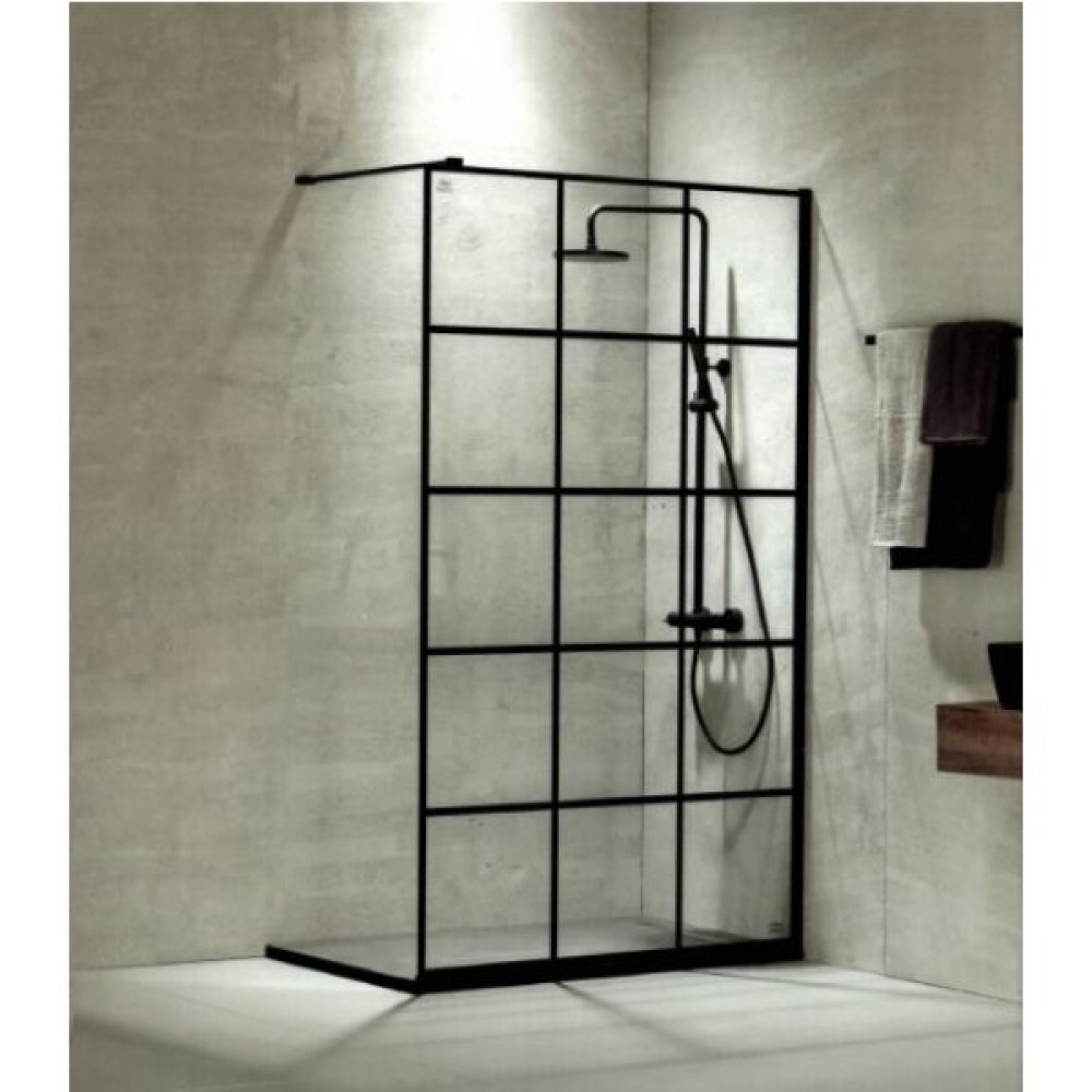 DEVON IWIS PANEL ΝΤΟΥΖΙΕΡΑΣ 90cm CLEAR-GLASS ΜΕ DECOR BLACK MATTE 8mm
